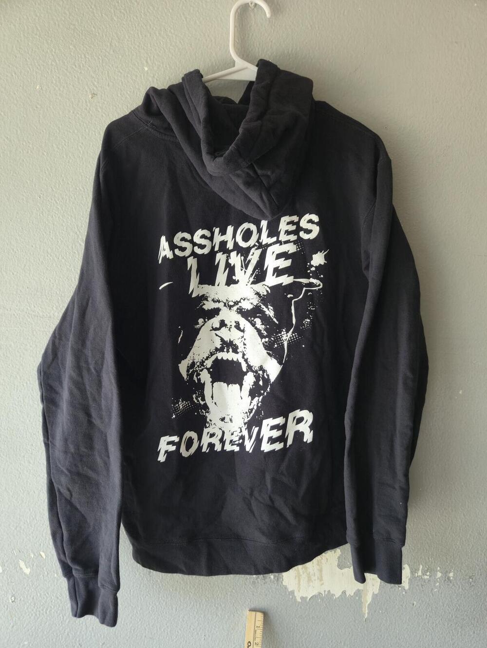 Assholes Live Forever Black Graphic Hoodie Large